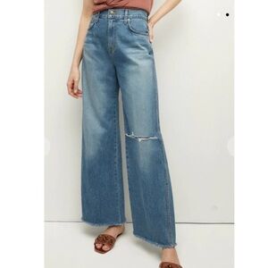 NWT! Veronica Beard Jeans Taylor Wide-Leg Relaxed Ripped Size 32 High Rise